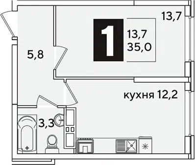 Планировка 1-к.кв