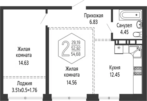 Планировка 2-к.кв