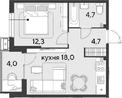 Планировка 2Е-к.кв