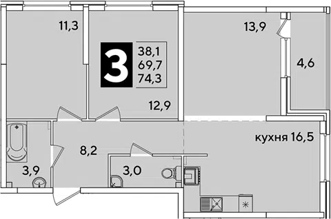 Планировка 4Е-к.кв