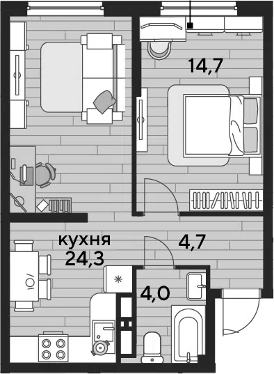Планировка 1-к.кв