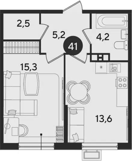 Планировка 2Е-к.кв