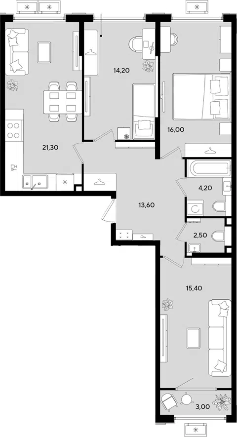 Планировка 4Е-к.кв