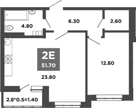 Планировка 2Е-к.кв