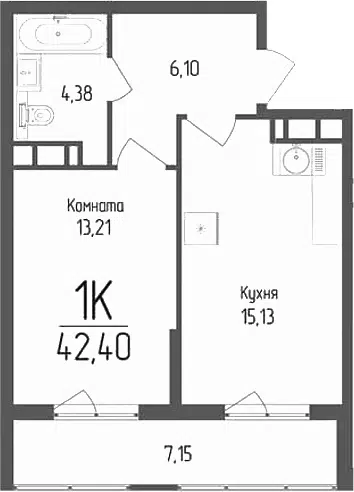 Планировка 1-к.кв
