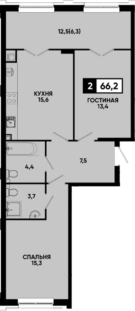 Планировка 2-к.кв