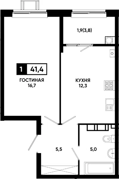 Планировка 1-к.кв