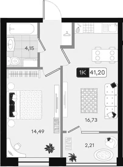 Планировка 1-к.кв