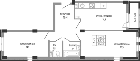 Планировка 2-к.кв