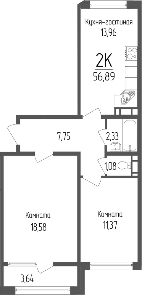 Планировка 2-к.кв