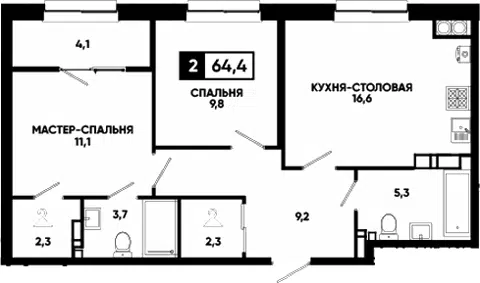 Планировка 3Е-к.кв