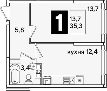 Планировка 1-к.кв