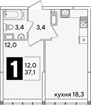 Планировка 2Е-к.кв