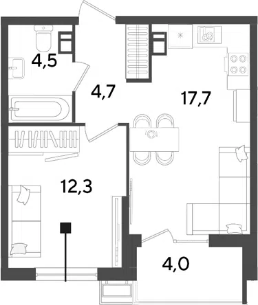 Планировка 2Е-к.кв