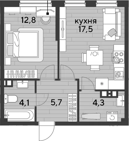 Планировка 1-к.кв