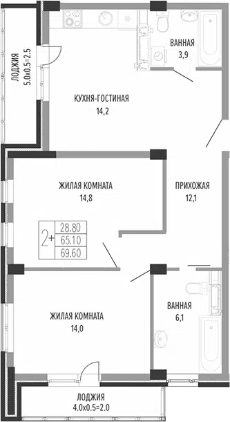 Планировка 3Е-к.кв
