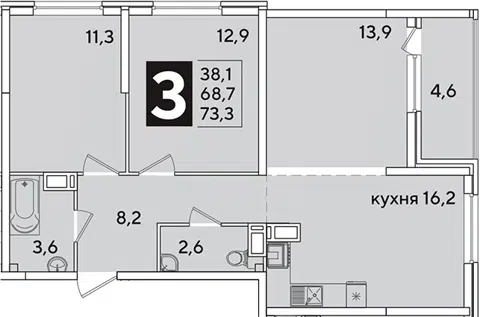 Планировка 4Е-к.кв