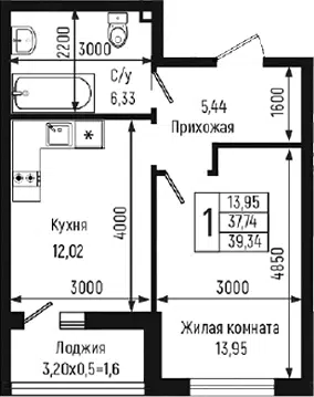 Планировка 1-к.кв
