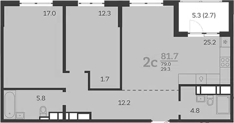 Планировка 3Е-к.кв