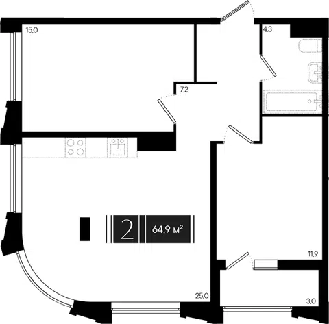 Планировка 3Е-к.кв