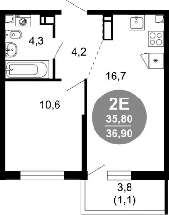 Планировка 2Е-к.кв