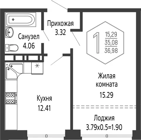 Планировка 1-к.кв