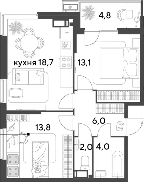 Планировка 3Е-к.кв