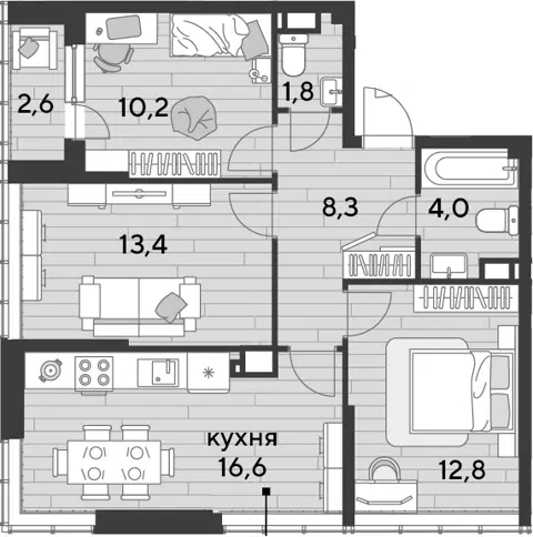 Планировка 3-к.кв