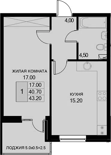 Планировка 1-к.кв