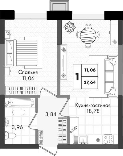 Планировка 2Е-к.кв