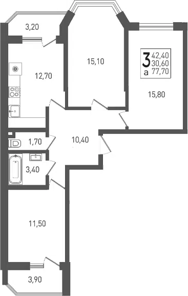 Планировка 3-к.кв