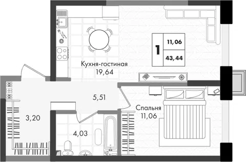 Планировка 2Е-к.кв
