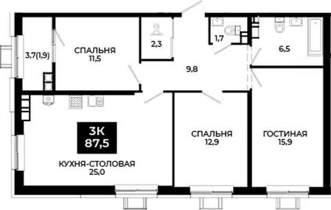 Планировка 4Е-к.кв