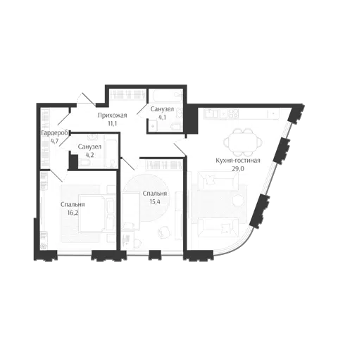 Планировка 3Е-к.кв