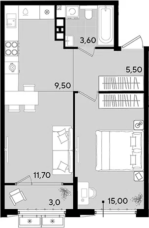 Планировка 2Е-к.кв
