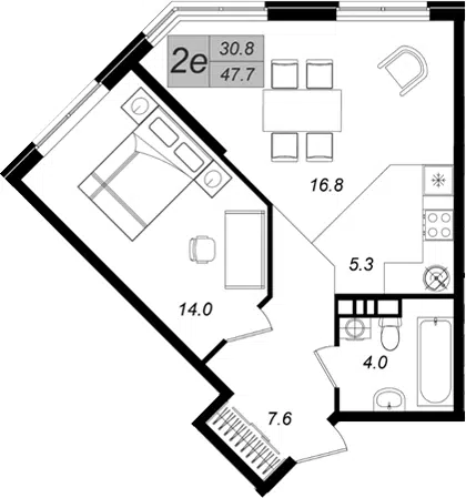 Планировка 2Е-к.кв