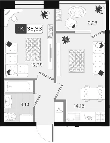 Планировка 1-к.кв