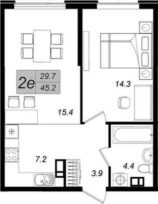 Планировка 2Е-к.кв