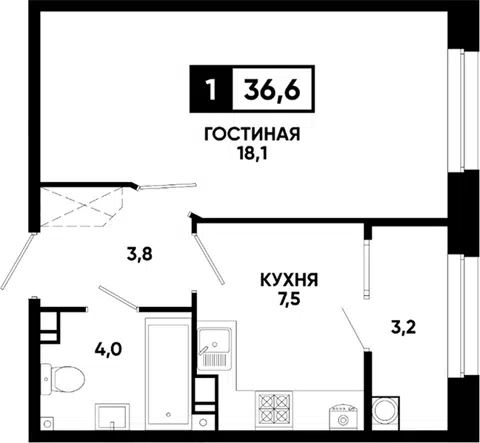 Планировка 1-к.кв
