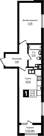 Планировка 1-к.кв