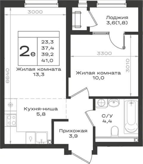 Планировка 2Е-к.кв
