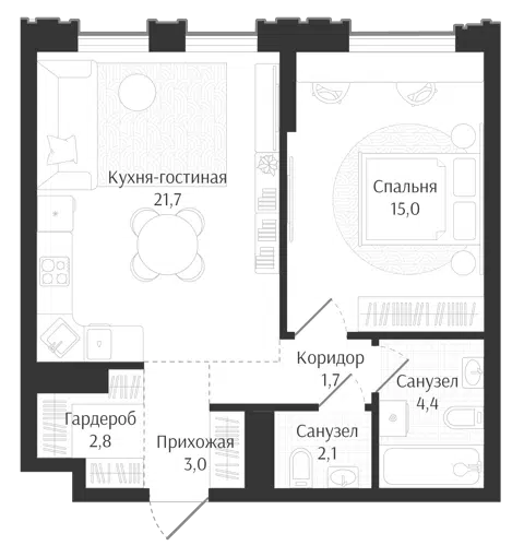 Планировка 2Е-к.кв