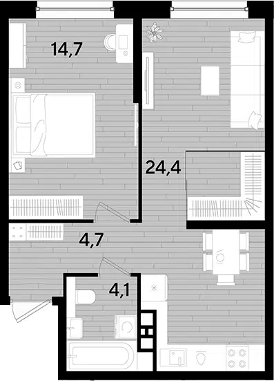 Планировка 2Е-к.кв