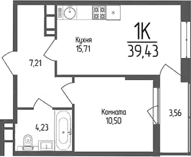 Планировка 1-к.кв