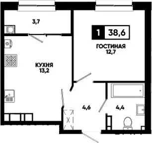 Планировка 1-к.кв
