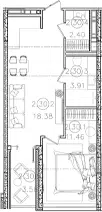 Планировка 1-к.кв