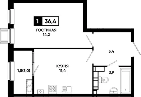 Планировка 1-к.кв