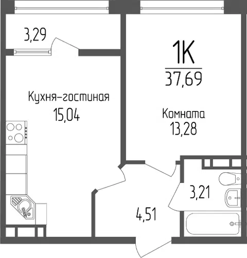 Планировка 1-к.кв