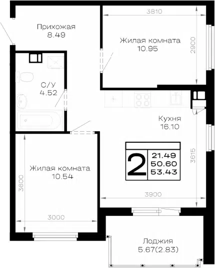 Планировка 2-к.кв