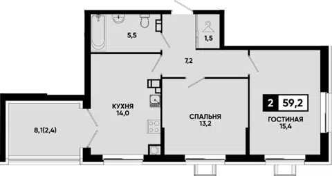 Планировка 2-к.кв
